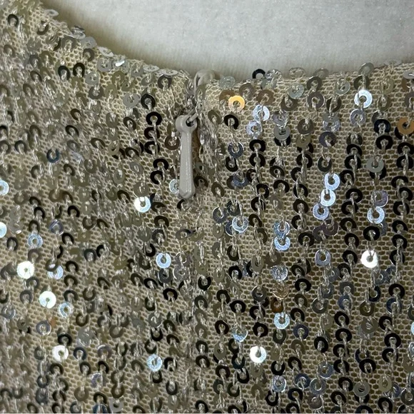 IEENA MAC DUGGAL NUDE SILVER FORMAL DRESS GOWN SEQUIN EMBELLISHED WOMEN’S SZ 12 - Picture 12 of 13